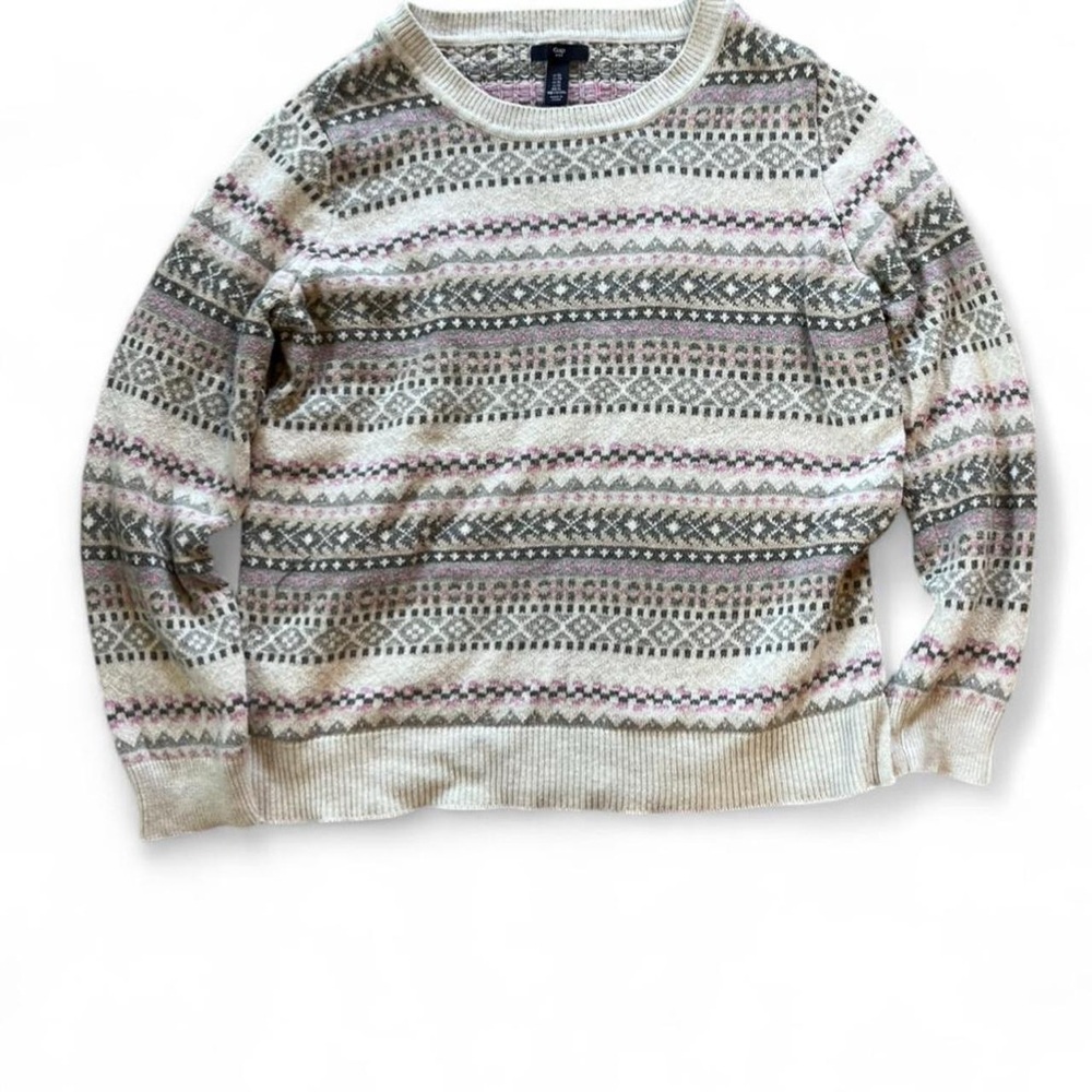 GAP Fair Isle Sweater in Cream and Pink